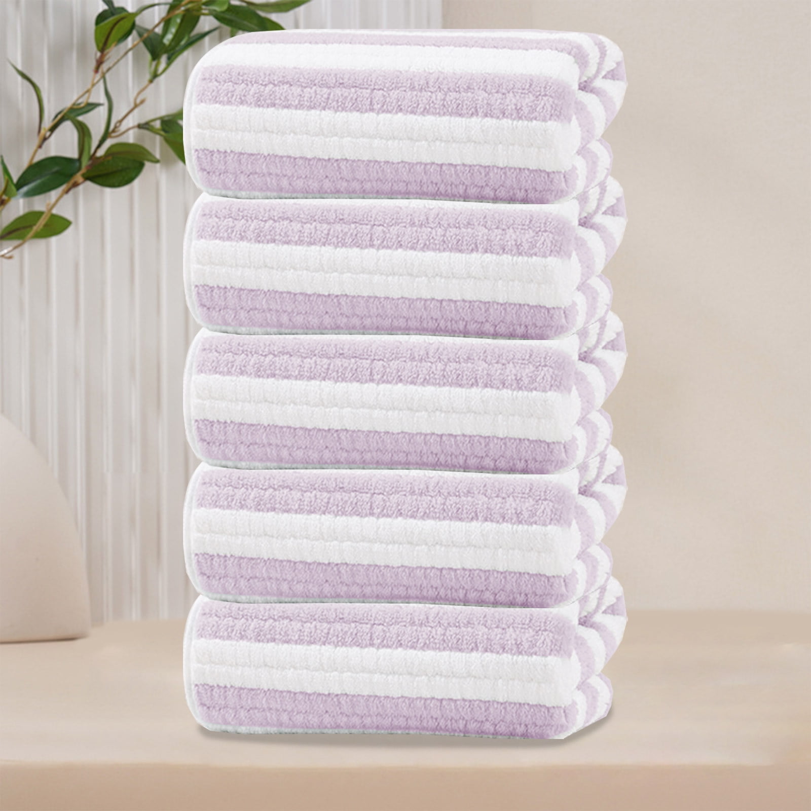 Face Towels Set Soft Absorbent Quick Dry Stripe Washcloth Plush Durable Gentle Skin Friendly, High Absorbency Easy Care Multipurpose, for Bathroom Home Travel Gym Spa for Adults Women Men