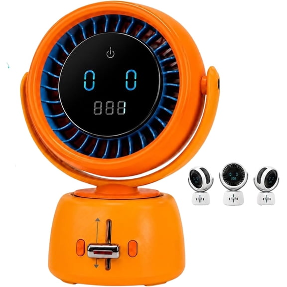 Face Tracking Fan, AI Smart Head Tracking Fan, Movement Follow，1PC-Orange | Portable Tracking Fan with Digital Display, 150 Auto Follow Movement, Slide 200 Speeds, USB-C Rechargeable for Desk