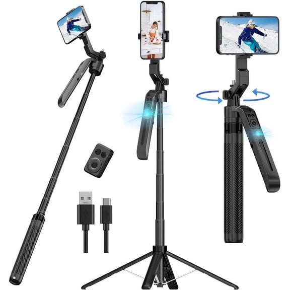 for Face Tracking Tripod for iPhone, 360 Rotation Motion Sensor Phone Tripod Stand, 71" Extendable Smart Tracking Phone Holder Selfie Stick Tripods for iPhone Phones Camera Mount for Video Vlog
