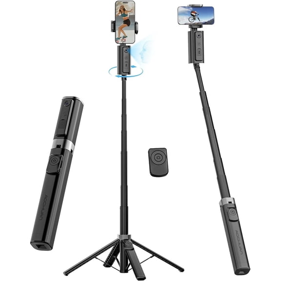 Face Tracking Tripod for iPhone & Android,57'' Expandable 360 Rotation Selfie Stick That Follows Your Movement Rotation w/Remote, No APP, Phone Tripod Recording for YouTube, TikTok,Smart M3
