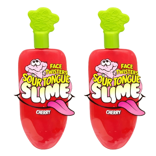Face Twisters Sour Tongue Slime 2-Pack Sour Candy - Cherry