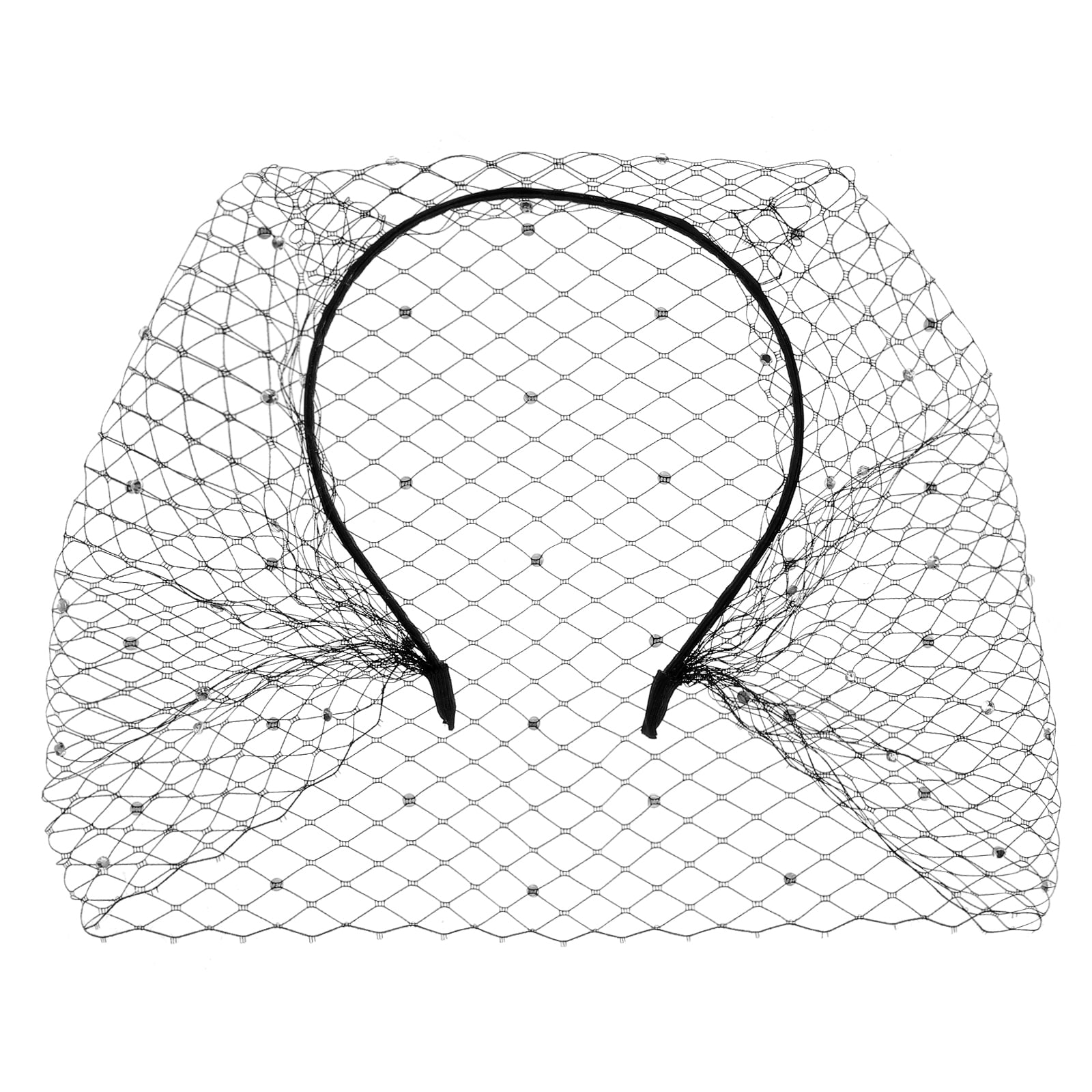 2 Pcs Mesh Veil Fascinator Headband - White & Black Birdcage Veil With Rhinestones, Retro 1920s Style For Costumes, Weddings, Halloween