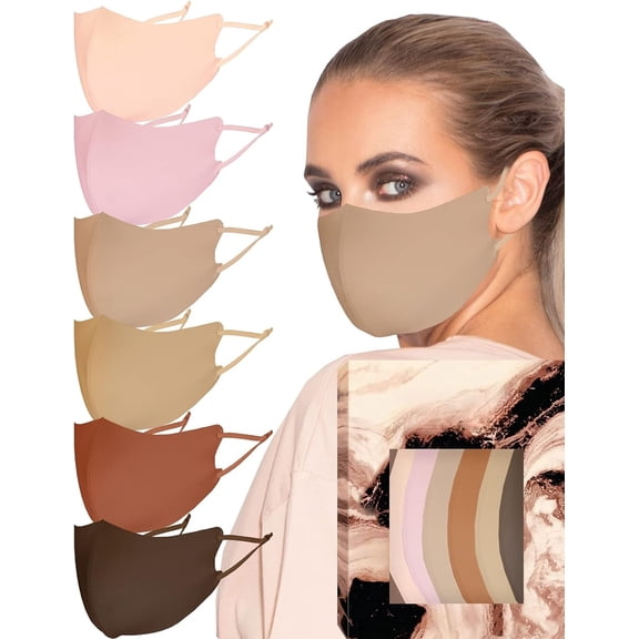 Face Wardrobe Cloth Face Mask. 6 Soft Masks Washable Fabric with Adjustable Ear Loops. ‘Earth Shades’ Pack. Face Mask Reusable and Stretchy. Fabric Face Masks 6 Pieces