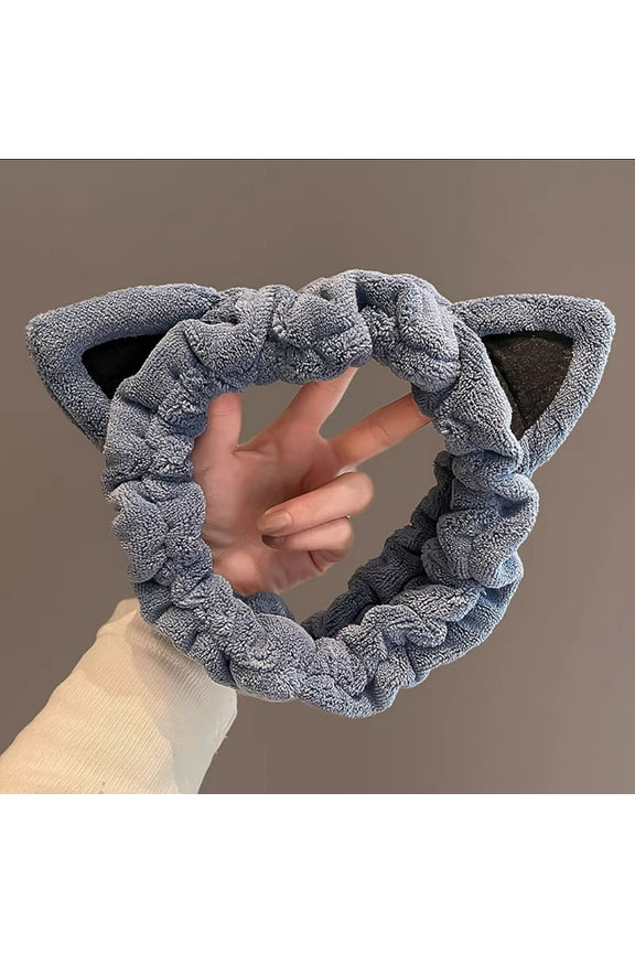 Face Wash Headband Hairband With Cat Ears Coral Fleece Cartoon Cute Creative Hair Accessories