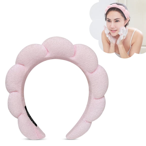 Face Wash Headband, Soft Terry Cloth Headband for Washing Face, Stretch Hair Band (Pink)
