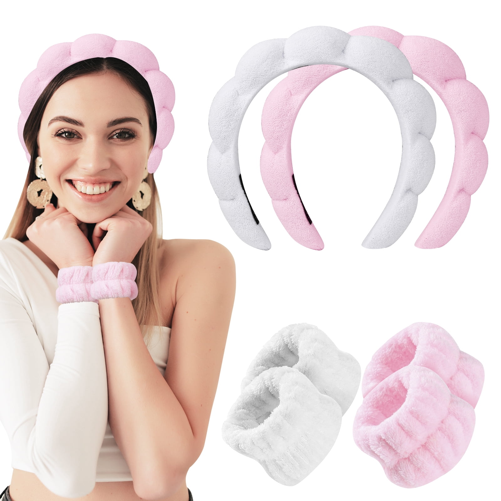 Face Wash Headband with Wristband, Spa Headband for Washing Face