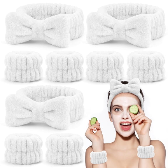 Face Wash Set for Women - Microfiber Wristbands and Headband, Absorbent Sweatbands for Makeup and Spa