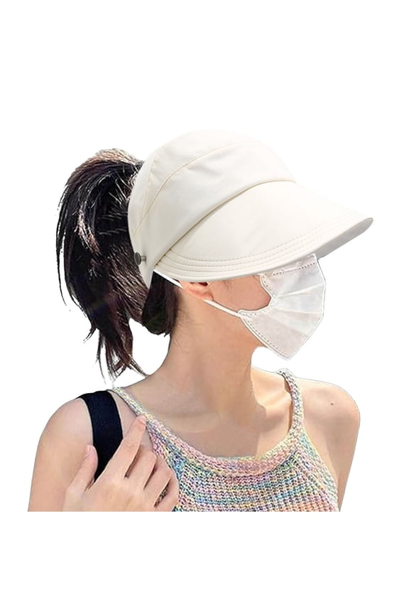 Face Riding Shield Lightweight Sun Visor for Women with Adjustable Wide Brim Shape Outdoor for Hiking Beach and Summer Activities, 13cmx23cmx8.5cm, Beige