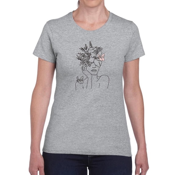 Face With Butterflies Shaped T-Shirt Women -Image by Shutterstock, Female Small