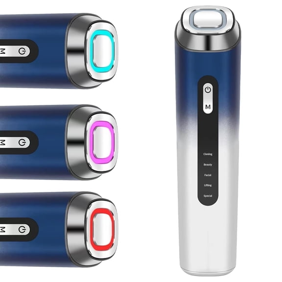 Face-and-Neck-Lifting Device for Tighten& Lift& Clean& Sculpt& Depuff, 5 in 1 Microcurrant-Facial-Device of LED Lights+Massage+Warm, Portable Red-Light-Therapy-Mask Wand for Home,Travel