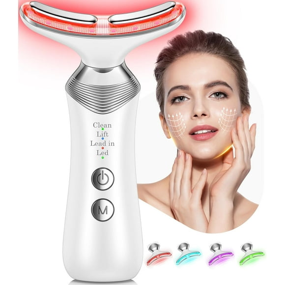 Face and Neck Massager, 7-in-1 Multifunctional Facial Massager Tool with 4 Modes, Portable Facial Skin Care Tools, Beauty Device for Home Travel