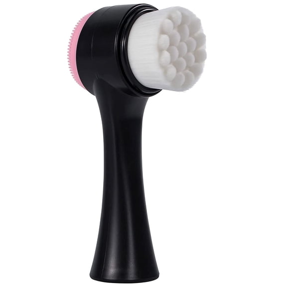 Face brush 2 in 1, Facial Cleansing Exfoliating Scrubber Brush, Silicone Double Side Face Wash Scrub Brush with Super Soft Bristles for Deep Pore Cleansing, Massaging, Skincare Makeup Removal