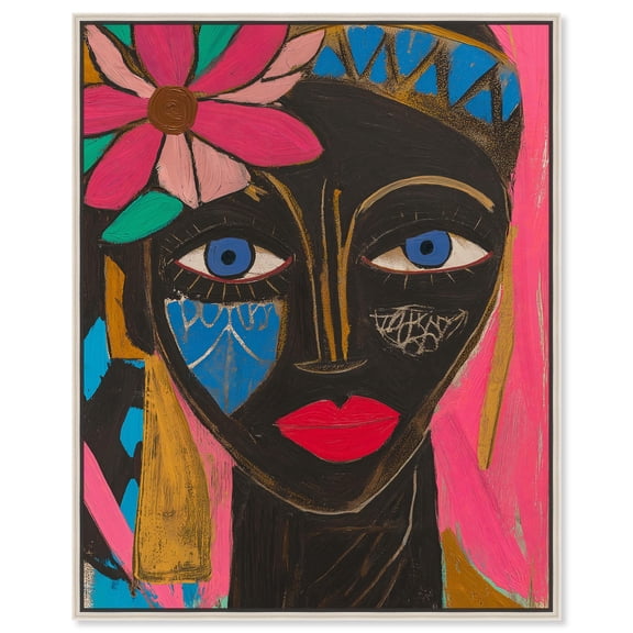 Face of the Flower Canvas Modern Portraits by Art Remedy, Silver Frame, 20" x 24"