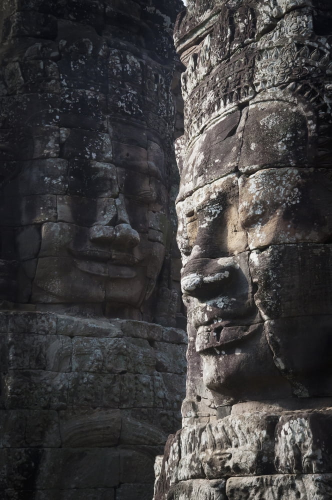Face sculptures on stone walls at angkor watCambodia Canvas Art - Alex Adams Design Pics (12 x 19)