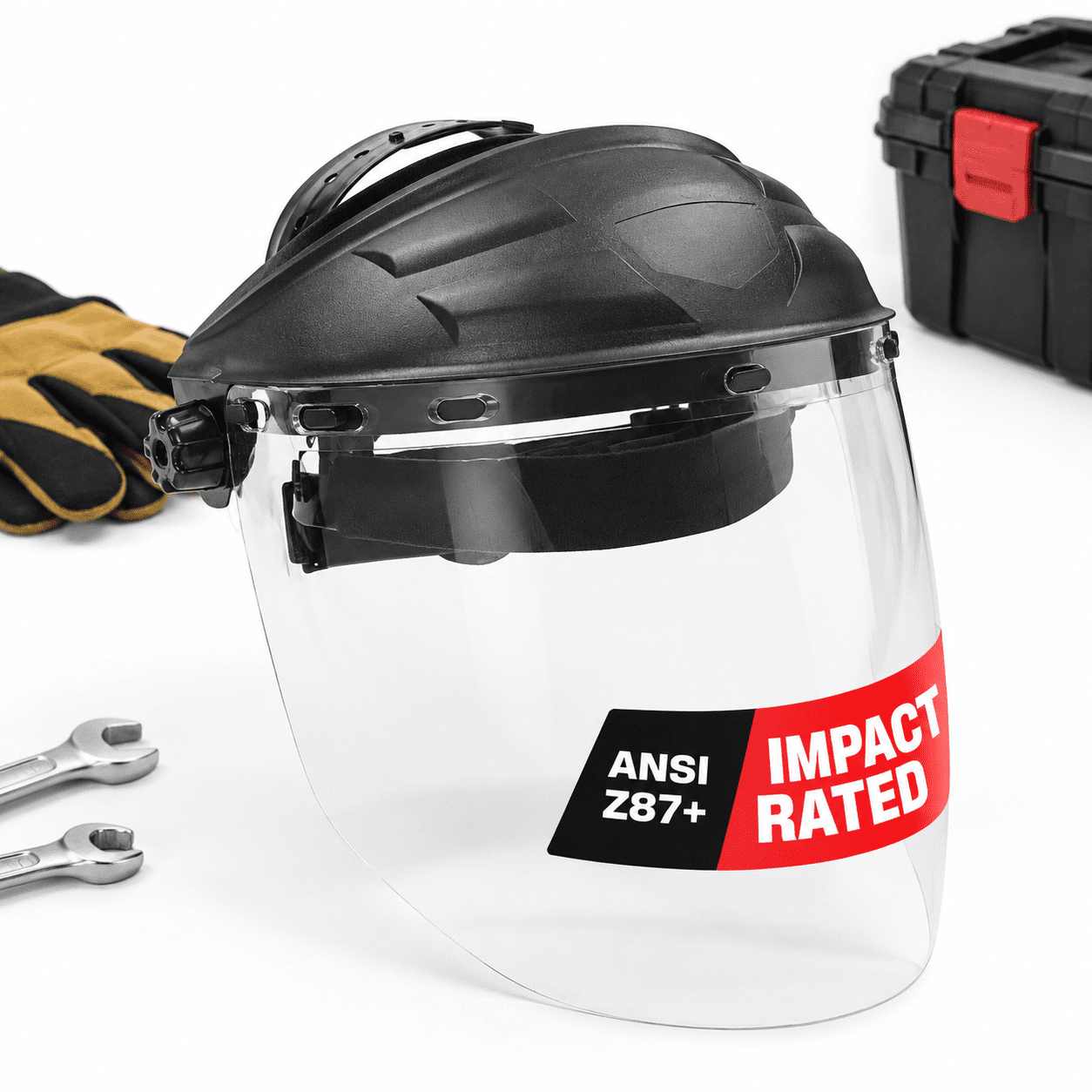 FaceArmor Pro Safety Face Shield, Clear Anti-Fog Impact Resistant Visor ...