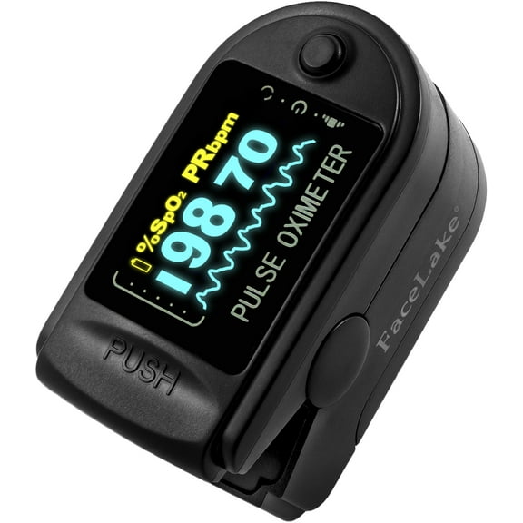 FaceLake FL-350 Pulse Oximeter with Carrying Case & Batteries, Black