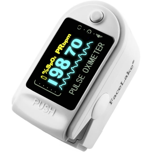 FaceLake FL-350 Pulse Oximeter, with Carrying Case & Batteries, White