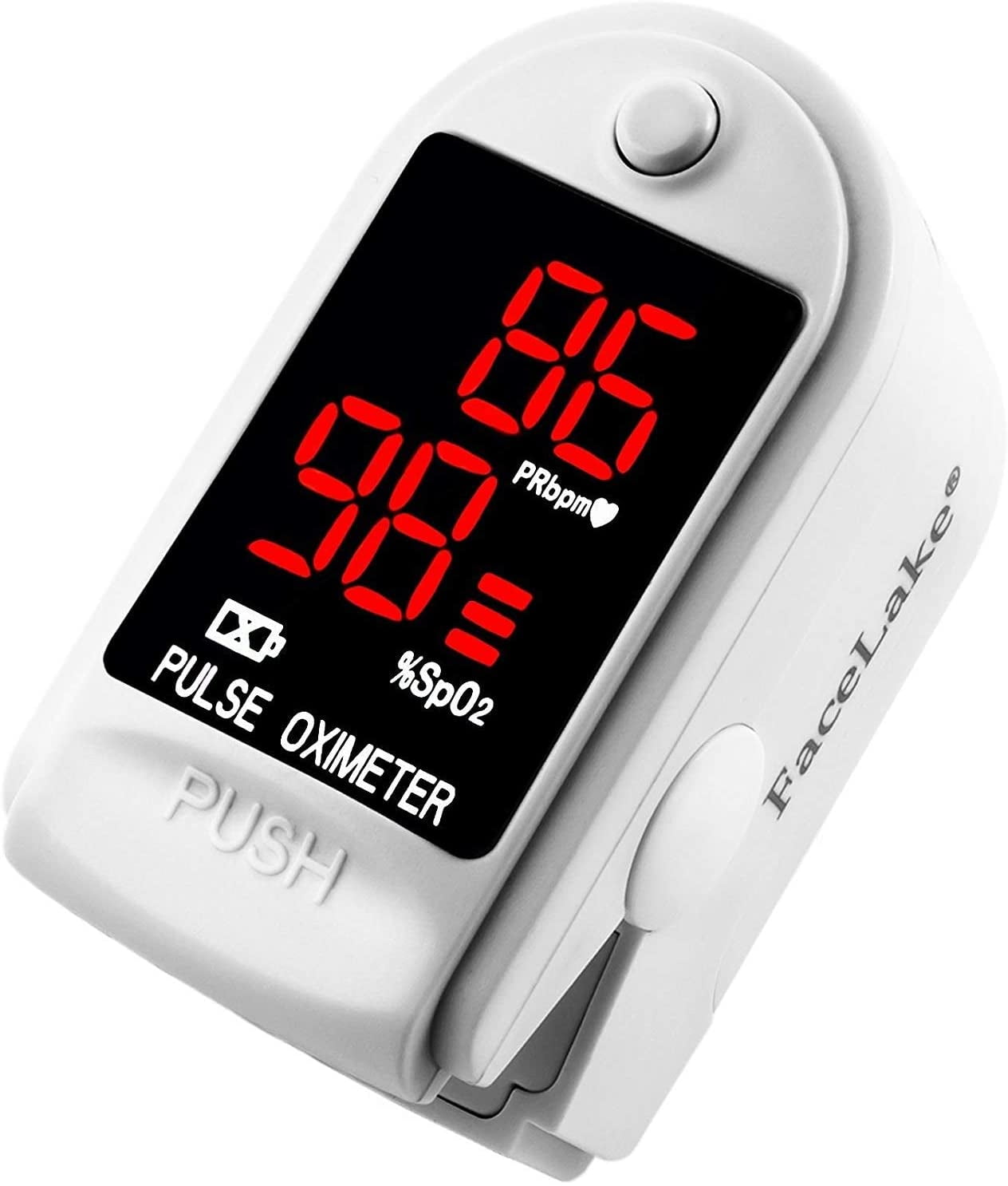 FaceLake FL400 Pulse Oximeter with Carrying Case, Batteries, Neck/Wrist Cord, White