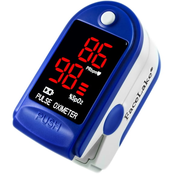 FaceLake Fingertip Pulse Oximeter, Carrying Case, Lanyard & Batteries (Blue)