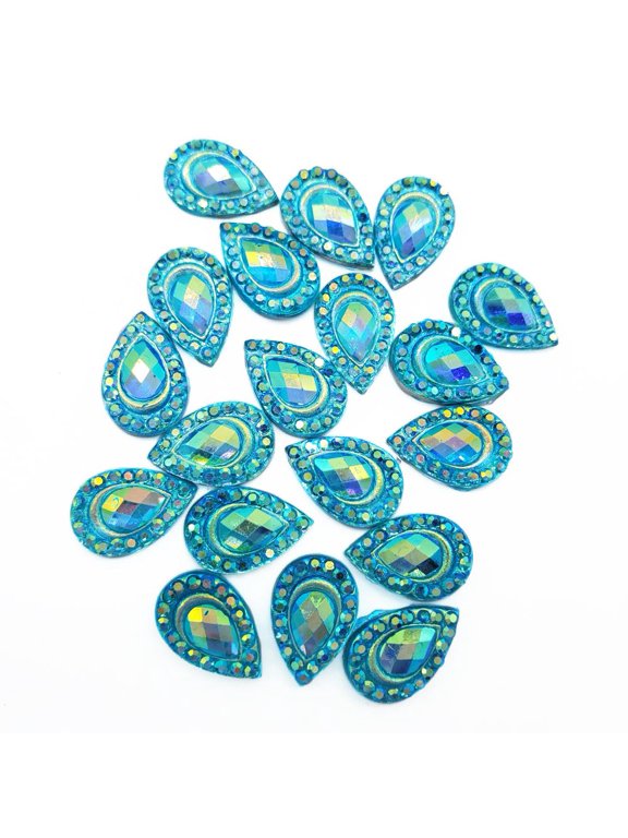 FacePaint Gems - 12mm Blue Teardrop Gems (Aprox 20)