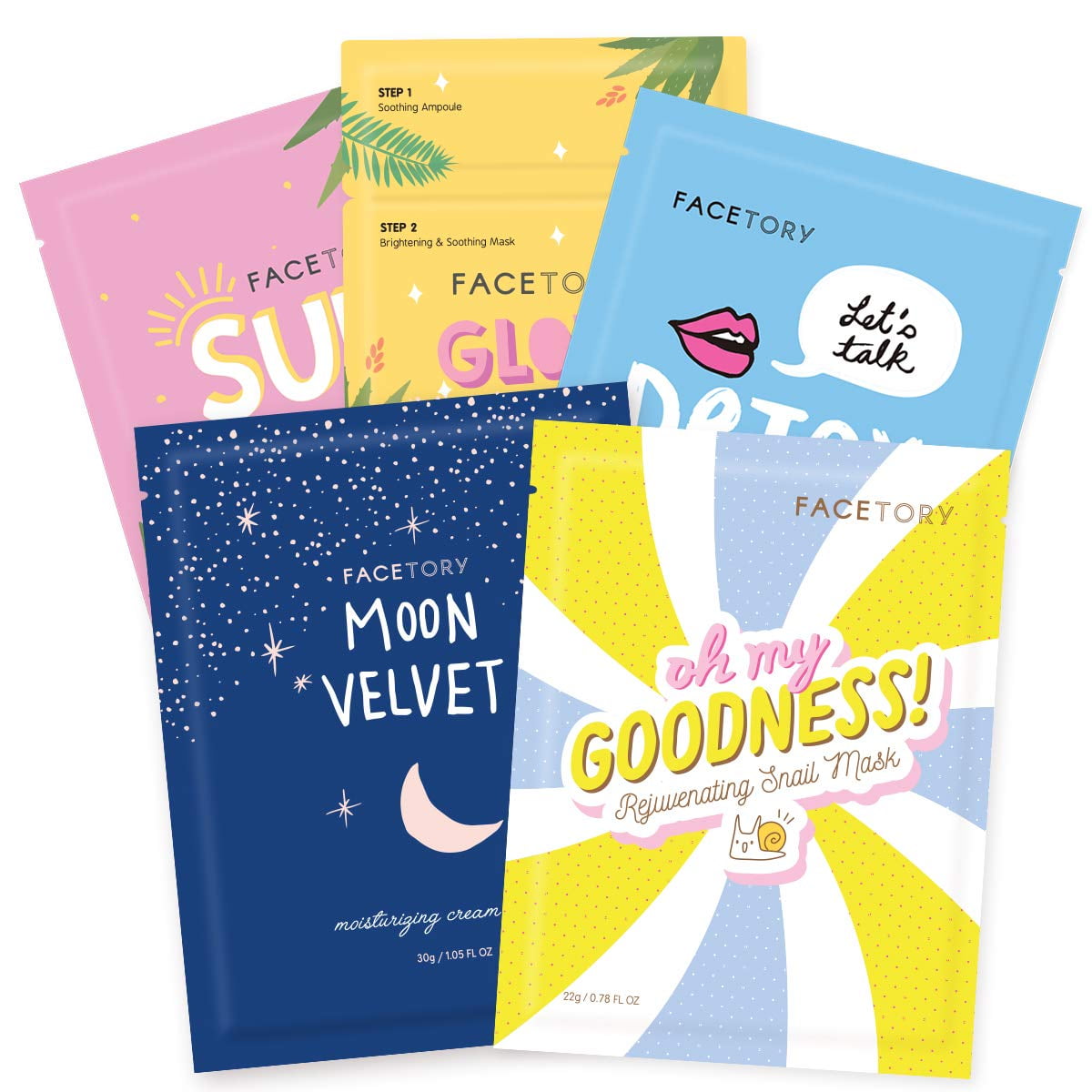 FaceTory Collection Facial Mask Set Pack of 5 Sheet Masks