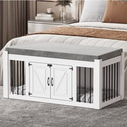 Faceket Lockable 2-Door 47" Wooden Furniture Style Crate for Dogs with Removable Cushion