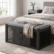 Faceket Lockable Wooden Dog Crate Furniture for Dogs with Padded Seat