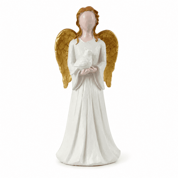 Faceless Angel Holding Dove Resin Figurine, 7.87 in Decorative Statue for Shelf Table Mantel Home Decor