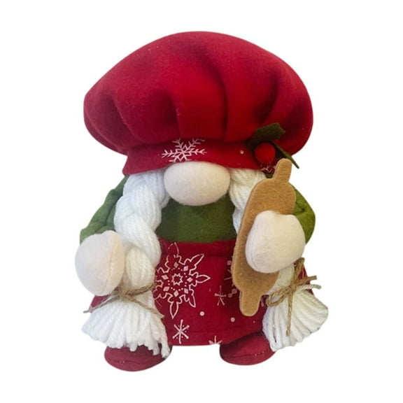 Faceless Doll with Chef Hat Christmas Gnome Ornaments Plush Doll for Xmas Decor Kitchen Supplies - Rudolph Themed Gnome Figurine for Holiday
