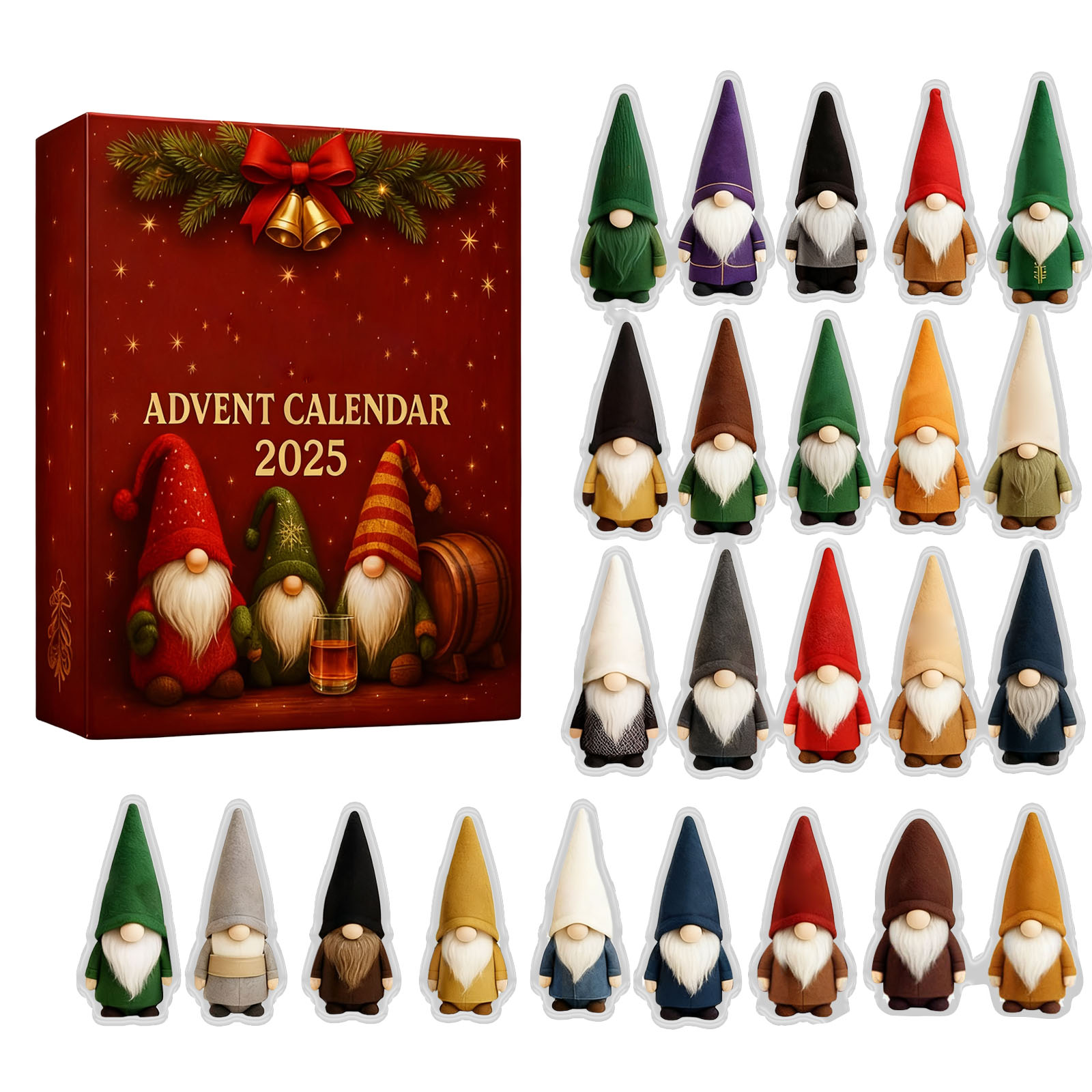 Faceless Gnome Doll Advent Calendar 2025 -24 Days Christmas Countdown ...