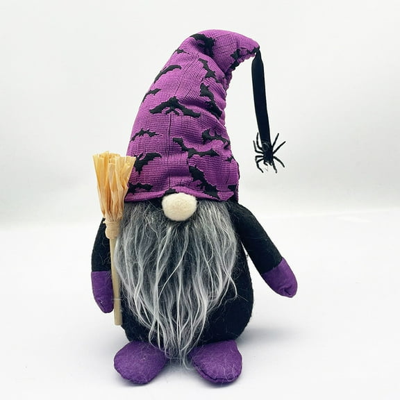 Faceless Old Man Halloween Decor Plush Doll Soft Fabric Decoration for Home Window Shelf Party Atmosphere(A)