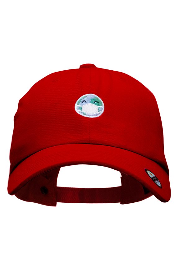 Facemask Embroidered Unstructured Cotton Twill Washed Cap - Red OSFM