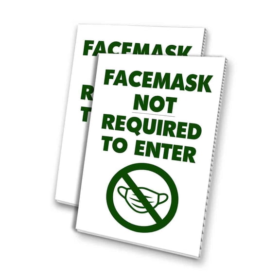 Facemask Not Required To Enter (24" X 36") 4mm Corrugated Plastic Panel, Graphics Applied To 1 Side (Pk of 2)