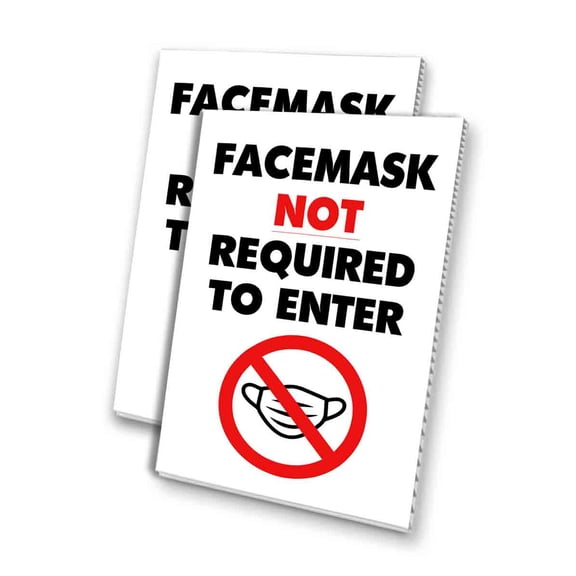 Facemask Not Required To Enter (24" X 36") 4mm Corrugated Plastic Panel, Graphics Applied To 1 Side (Pk of 2)