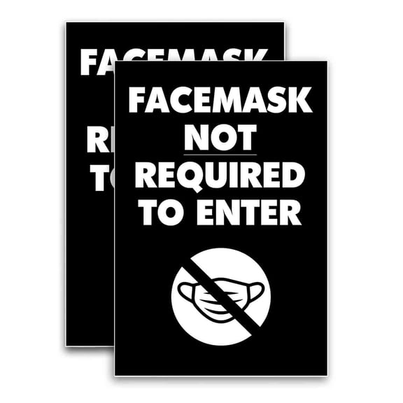 Facemask Not Required To Enter (24" X 36") Vinyl Decal Only (Pack of 2) |Sign|Sticker|Poster