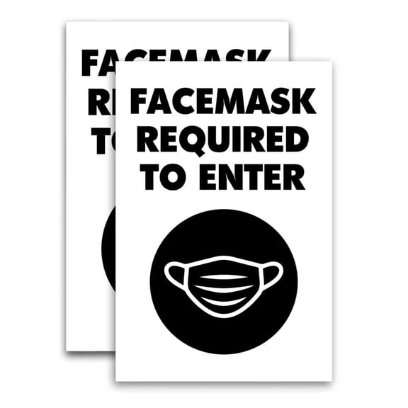Facemask Required To Enter (24" X 36") Vinyl Decal Only (Pack of 2) |Sign|Sticker|Poster