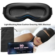 FACEMOON 3D Sleep Mask for Sleeping | 100% Blackout Eye Mask for Women & Men | Adjustable Eye Covers for Side Sleepers, Black