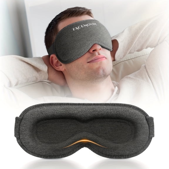 Facemoon 3D Sleep Mask for Men & Women - Adjustable Lycra Eye Mask for Sleeping, Zero Pressure & 100% Light Blocking