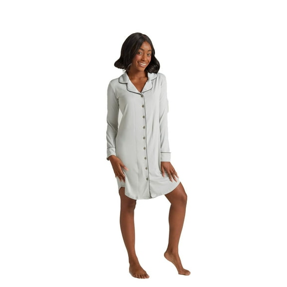 Faceplant Bamboo Boyfriend Nightshirt (Fog, Large)