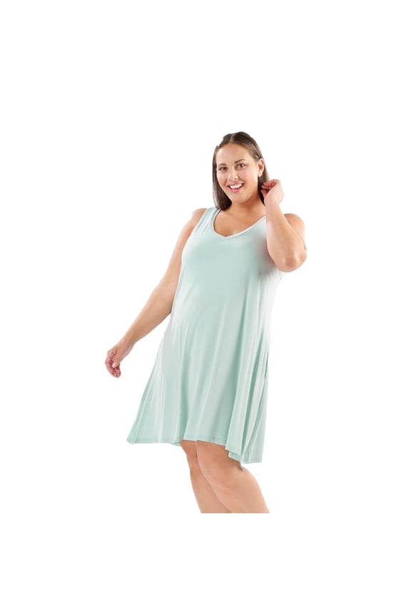 Faceplant Bamboo V-Neck Nightgown (Aqua Mist, X-Large)