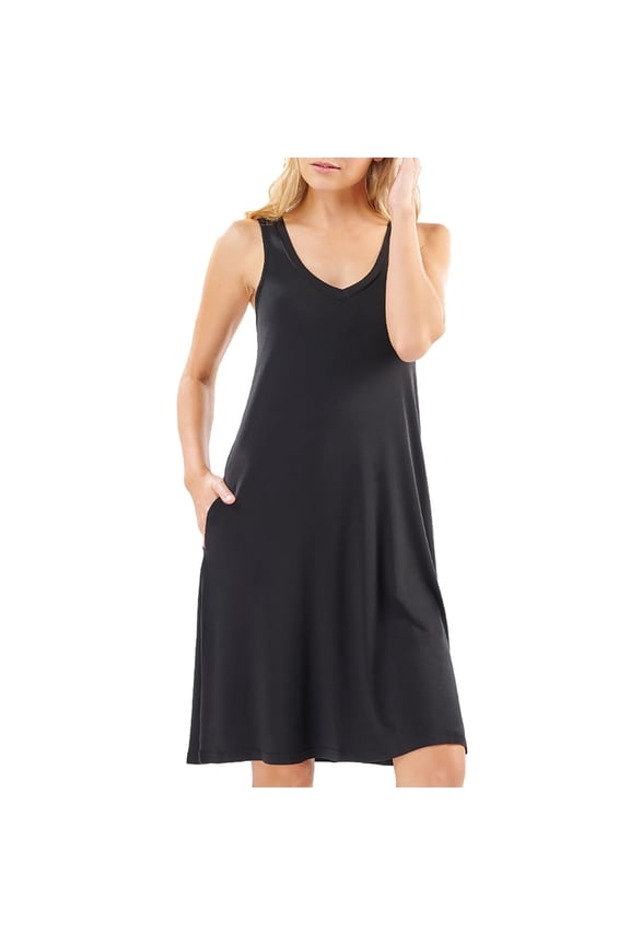 Faceplant Bamboo V-Neck Nightgown (Black, X-Large)