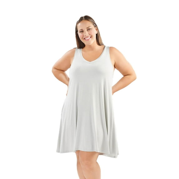Faceplant Bamboo V-Neck Nightgown (Fog, X-Large)