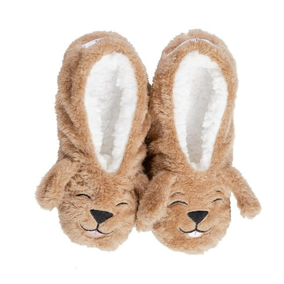 Faceplant Dreams Footsies Slippers Brown Puppy Dog Tired Motif Small