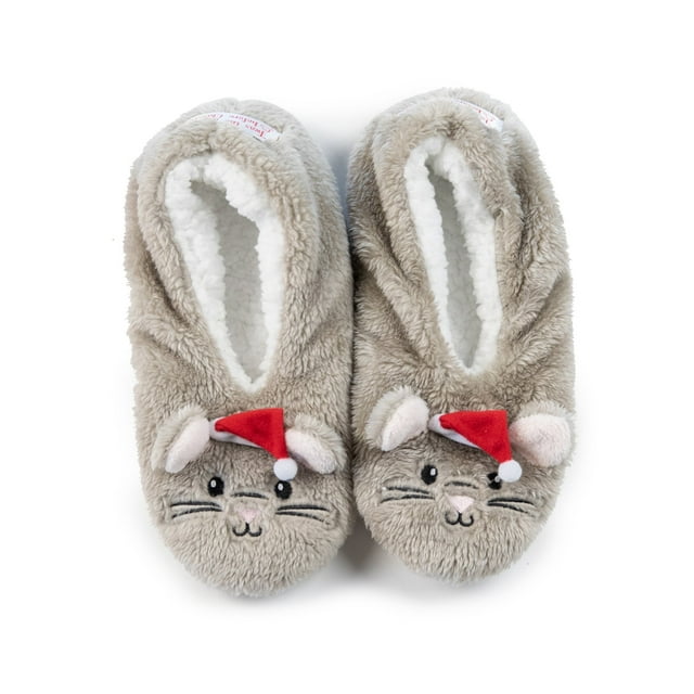 Faceplant Dreams Footsies Slippers Mouse Holiday Motif Large