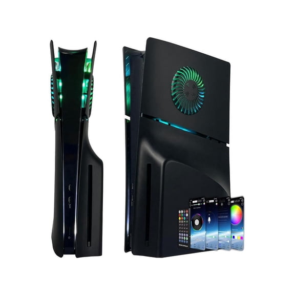 Faceplate for PS5 Slim Disc Edition with RGB Light Strip and Dust Filter with Cooling Vents 400+ Effects LED Light Ring Console Face Plate Cover DIY Decoration Kit Accessories