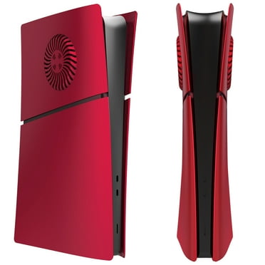 Faceplate Vented Replacement for PS5 Slim Console Housing Shell Cooling Vent Skin Separated Face Plates Side Panels-Red-for Digital Edition
