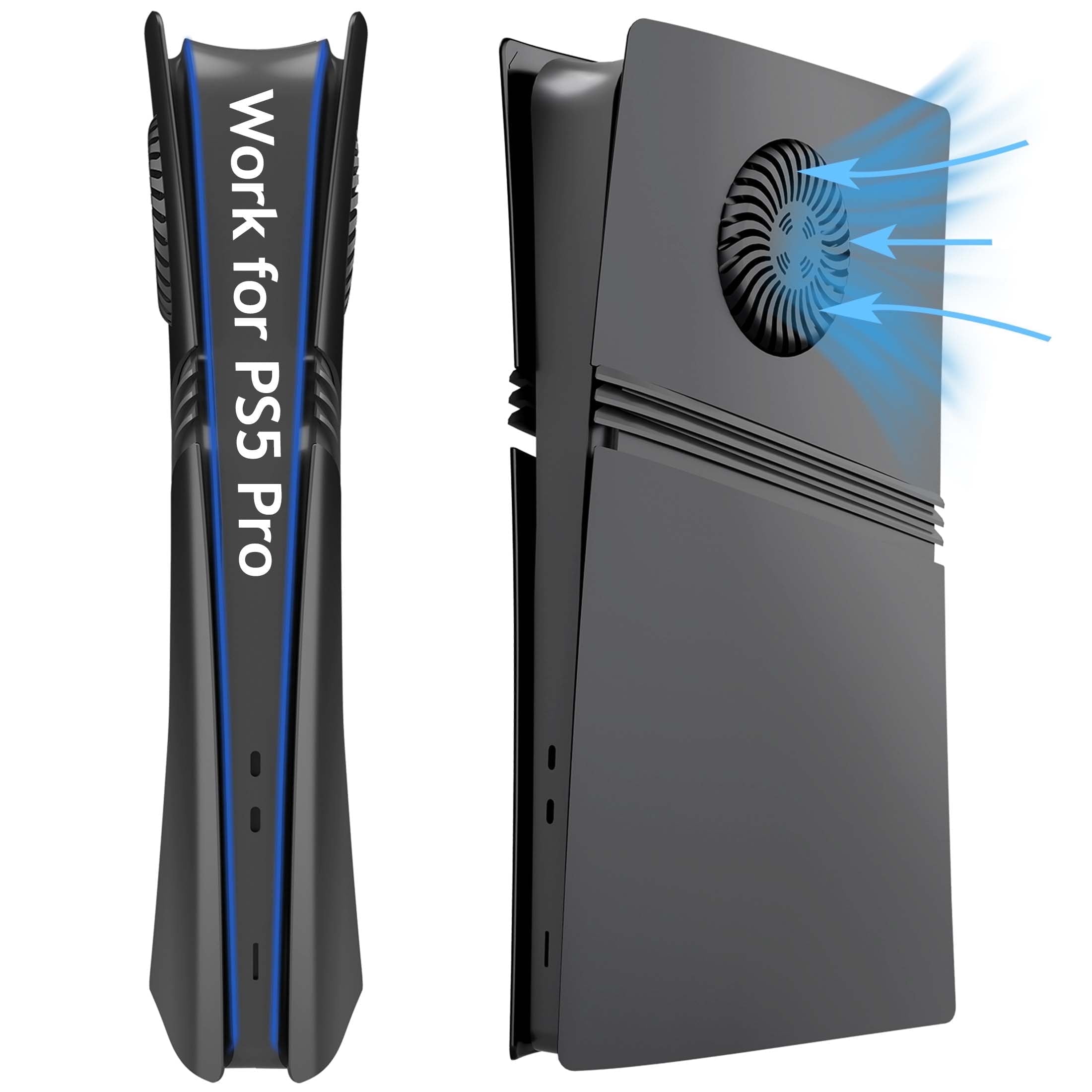 Faceplate for PS5 Pro Console with Cooling Vent & Dust Filter, Cover Plate Replacement (Digital Edition, Black)