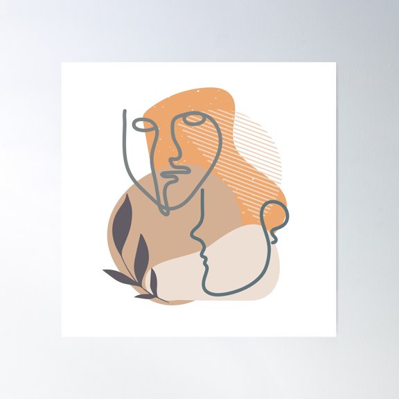 Faces And Shapes Poster Wall Art, Modern Wall Decor For Living Room Bedroom, 30x30 UNFRAMED