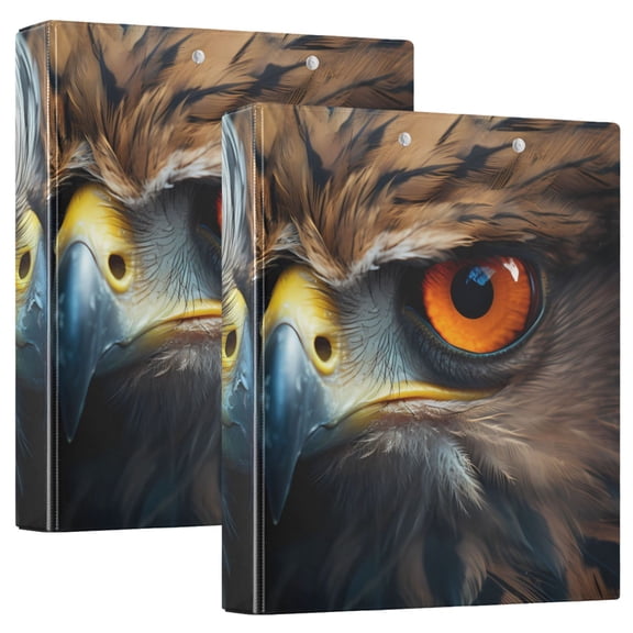 Faces Owls 3 Ring Binders 1.5 inch Hardcover File Folders with Interior Pockets A4 Size Organizer for School Office Hospital Set of 2