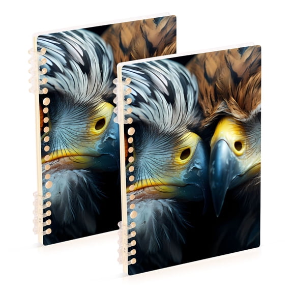 Faces Owls Ring Binder Notebook Journey Note Diary College Ruled Spiral Notebook Study Loose Leaf Paper A5 60 Pages